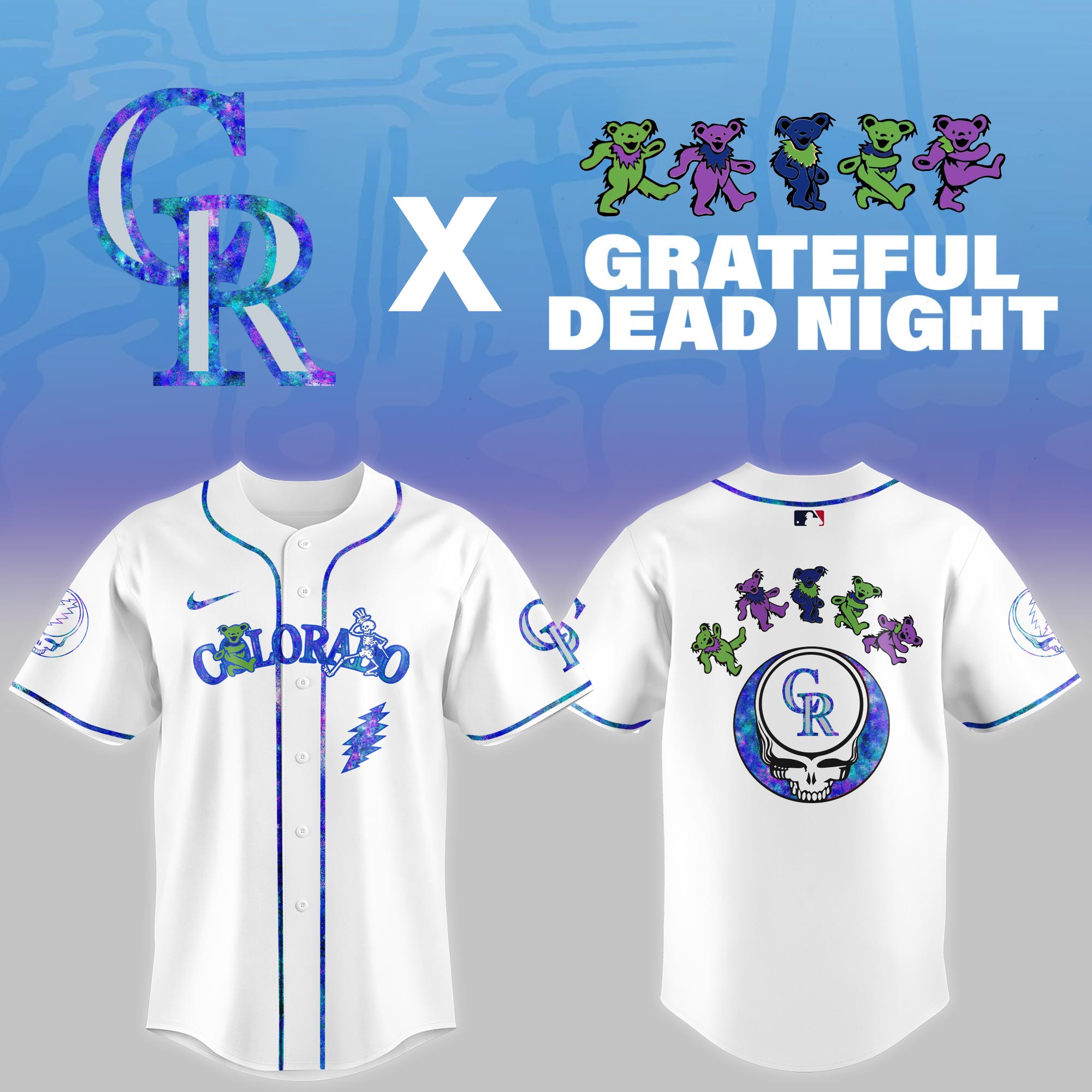 Colorado Rockies MLB x Grateful Dead Night Personalized Baseball Jersey For Fans