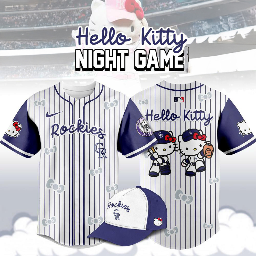 Colorado Rockies MLB x Hello Kitty Night Game Baseball Jersey 2025 Gift For Fans
