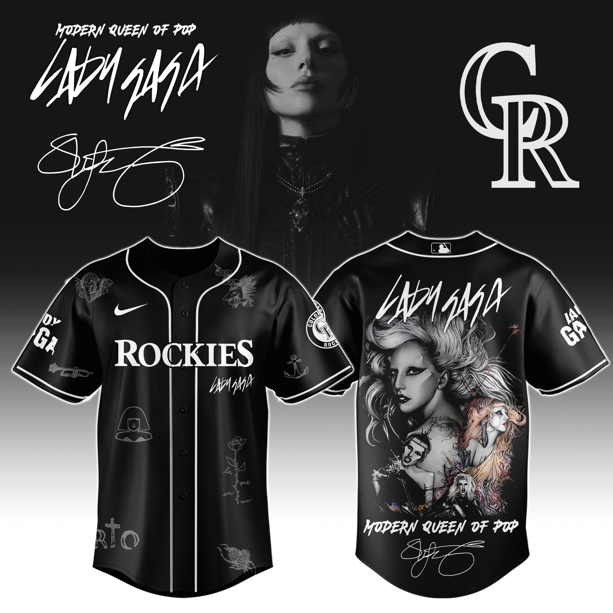 Colorado Rockies MLB x Lady Gaga The Mayhem Ball Tour Personalized Baseball Jersey For Fans