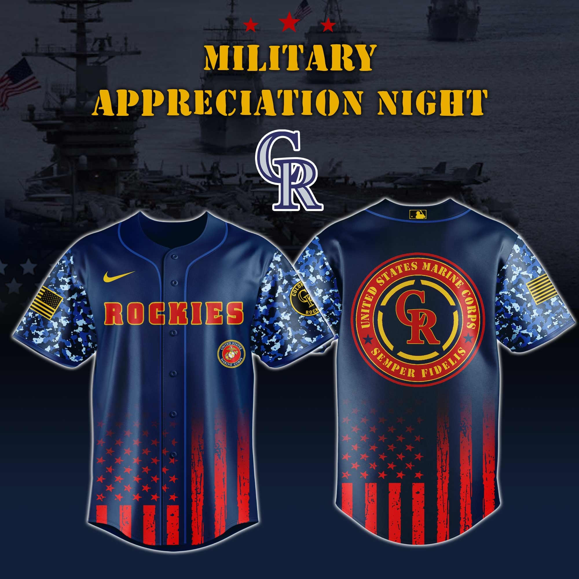 Colorado Rockies MLB x Marine Corps Military Appreciation Night Jersey Editions  2025 Colorado Rockies Merch