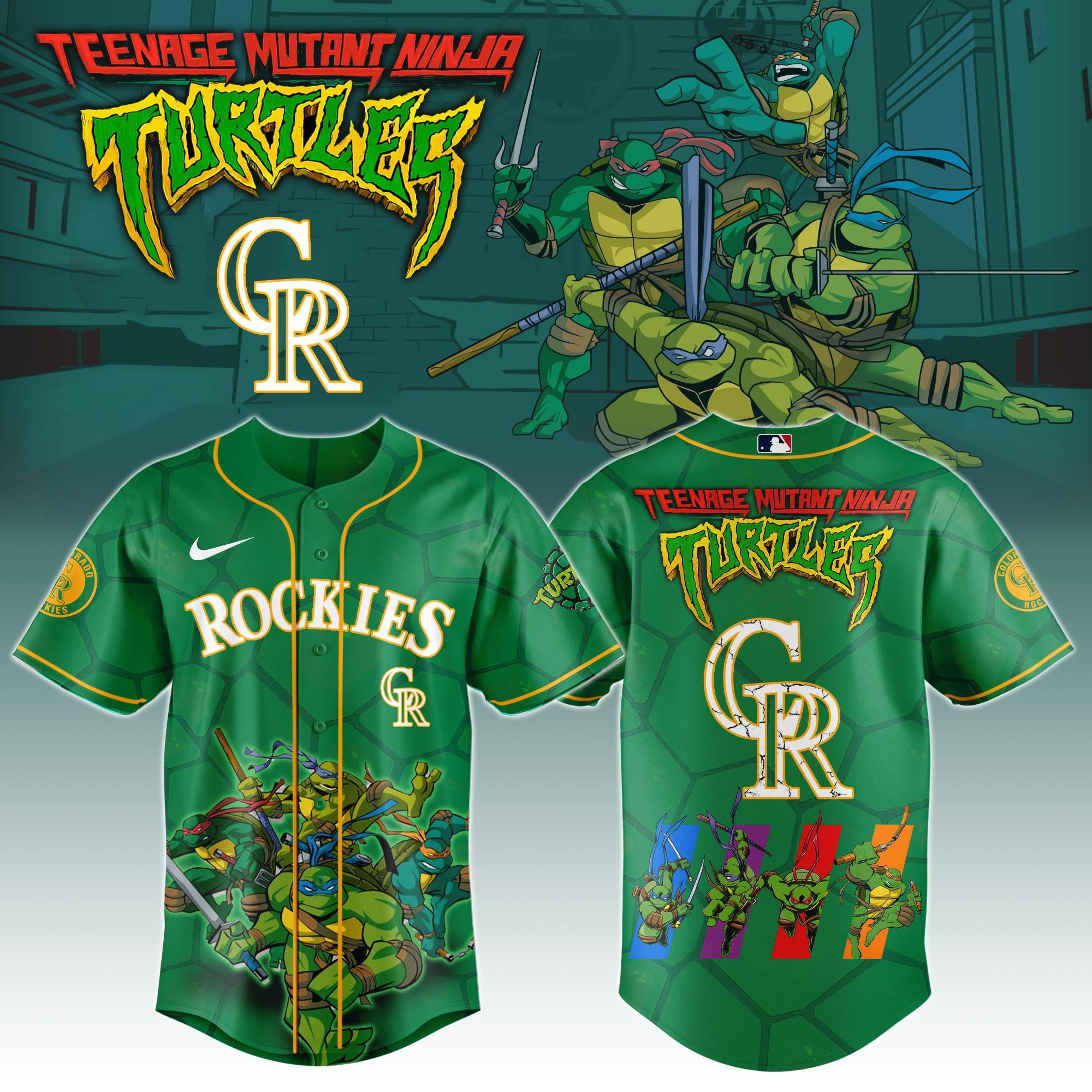 Colorado Rockies Ninja Turtles Night Game Jersey MLB Baseball Ninja Turtles Lovers Fan Merch