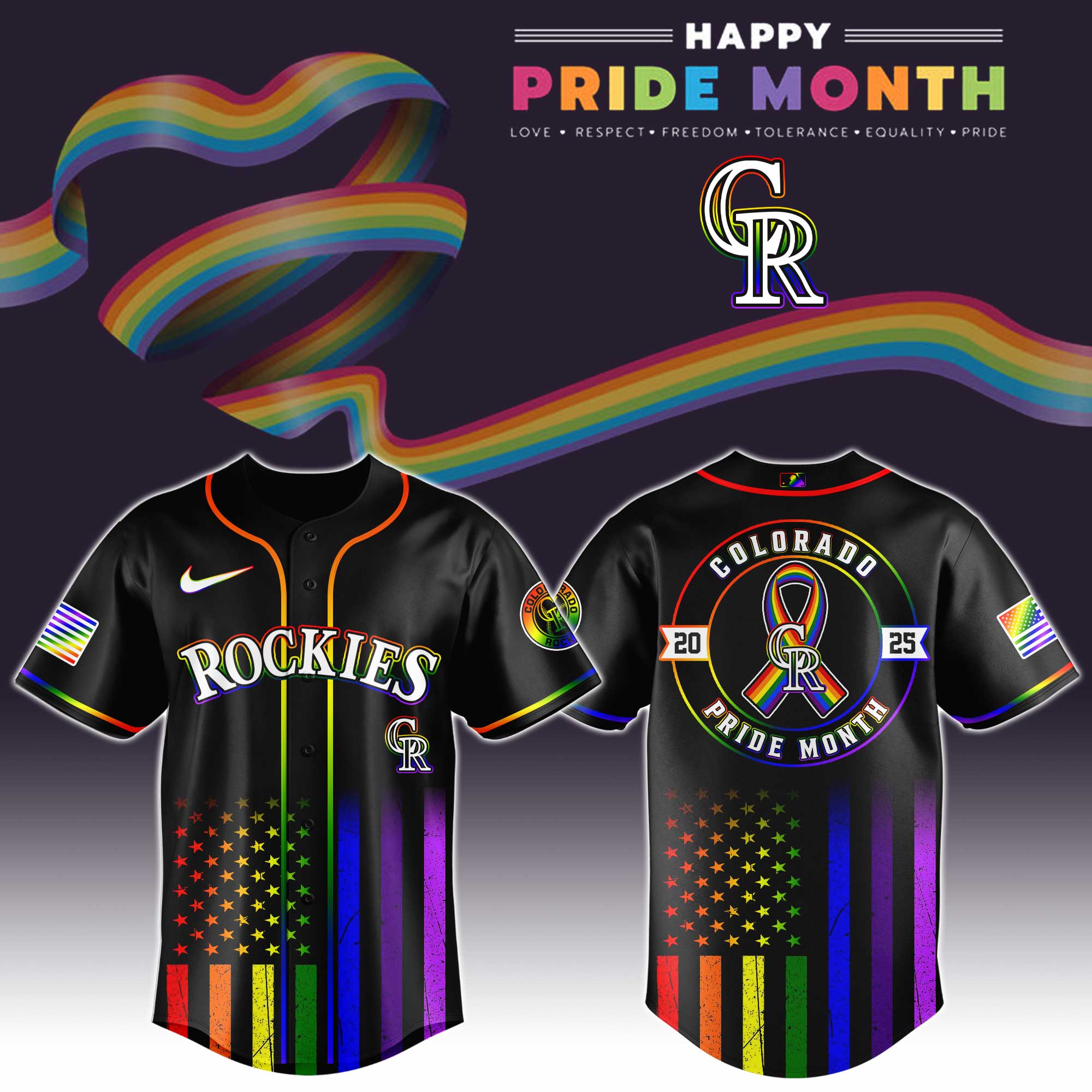 Colorado Rockies Special Pride Month Jersey Baseball Fatherâ€™s Day Gifts