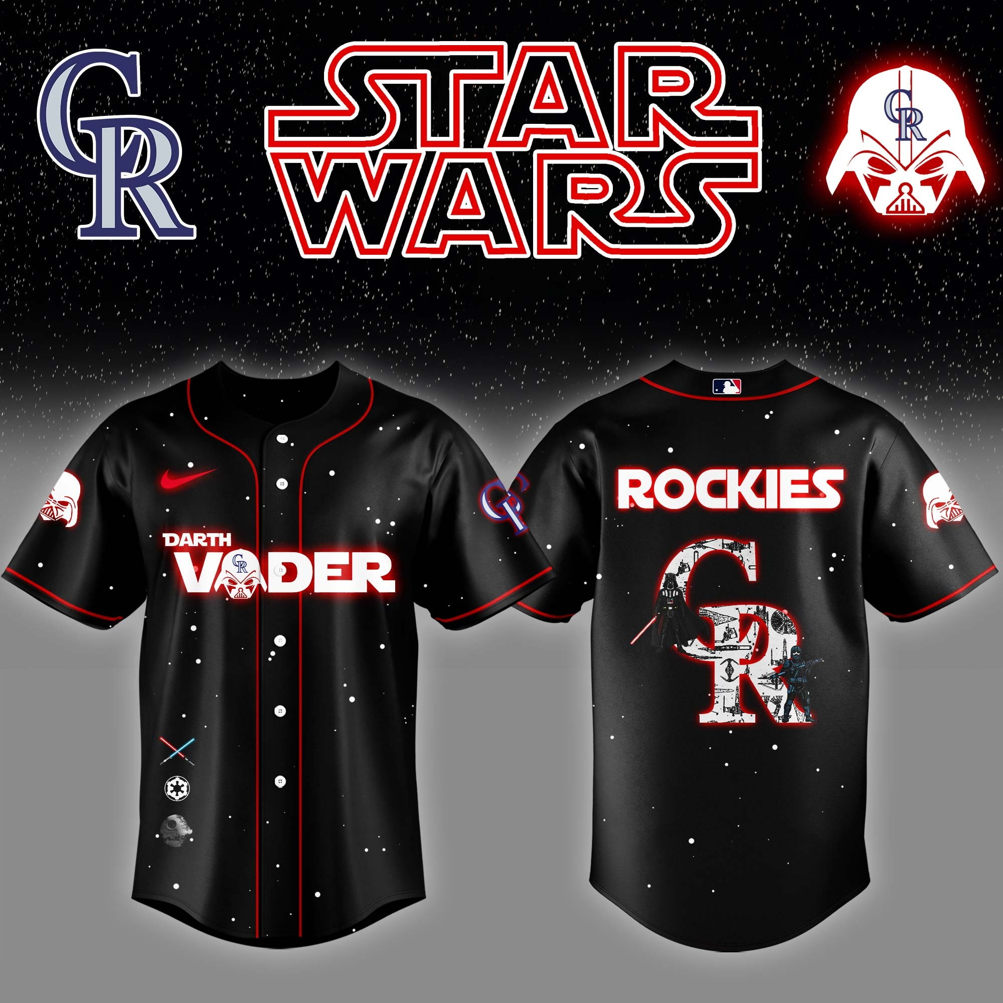 Colorado Rockies x Star Wars Darth Vader Night Baseball Jersey Gifts For Baseball Fans