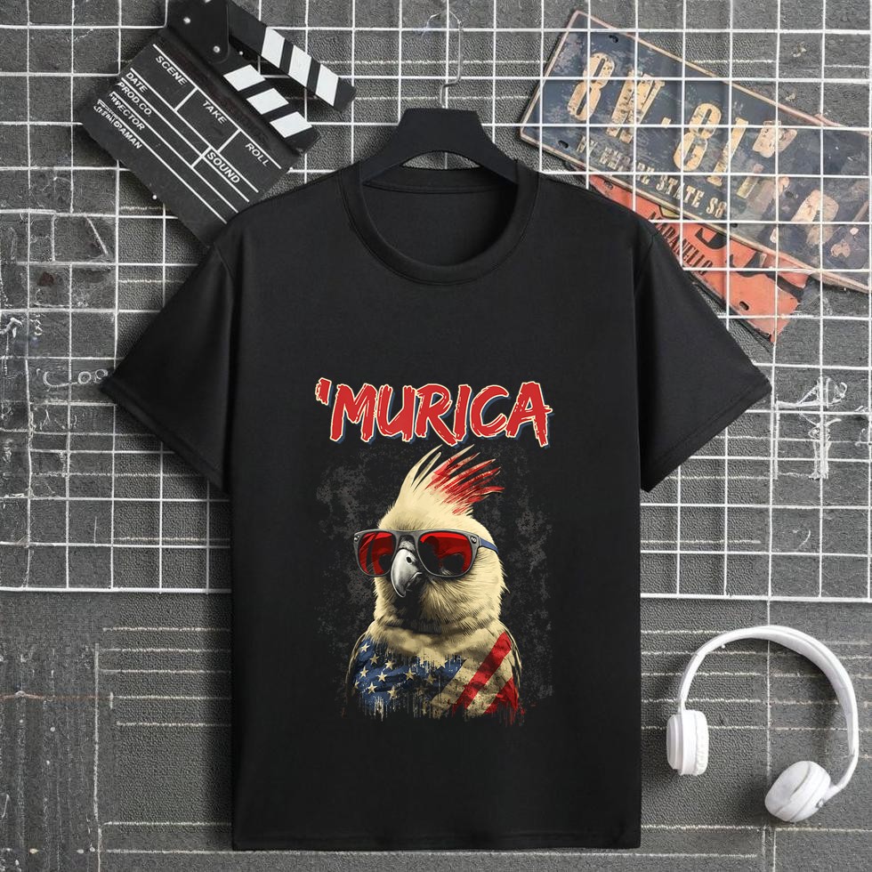 Cool Patriotic Cockatiel Bird, Murica 4th of July Cockatiel T-Shirt