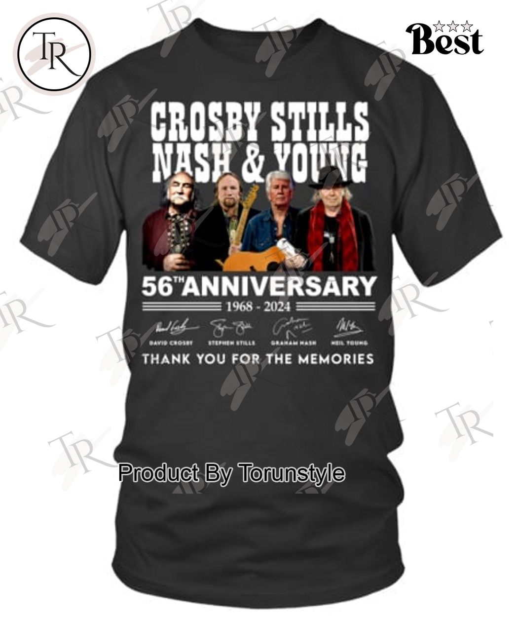Crosby, Stills, Nash & Young 56th Anniversary 1968 - 2024 Thank You For The Memories T-Shirt