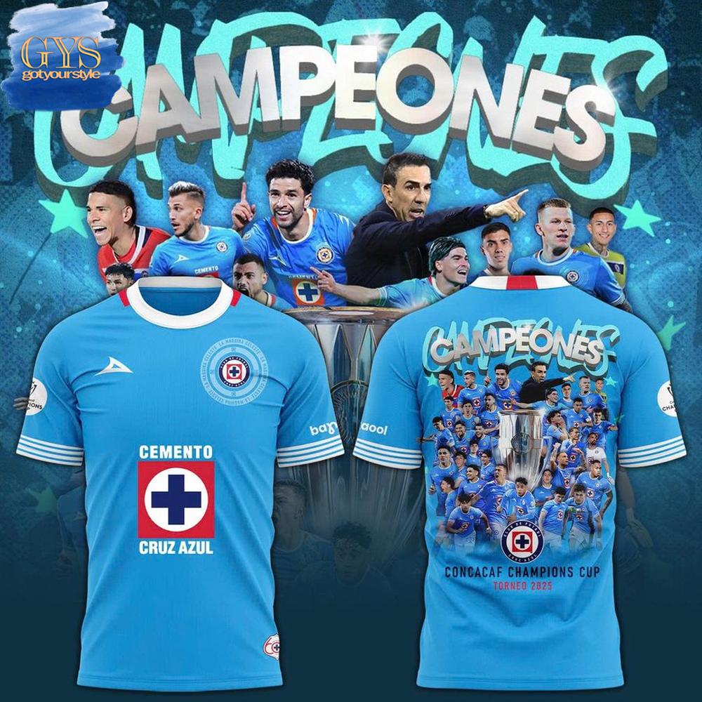 Cruz Azul 2025 Campeones Concacaf Champions Cup Torneo T-Shirt Premium Merchandises