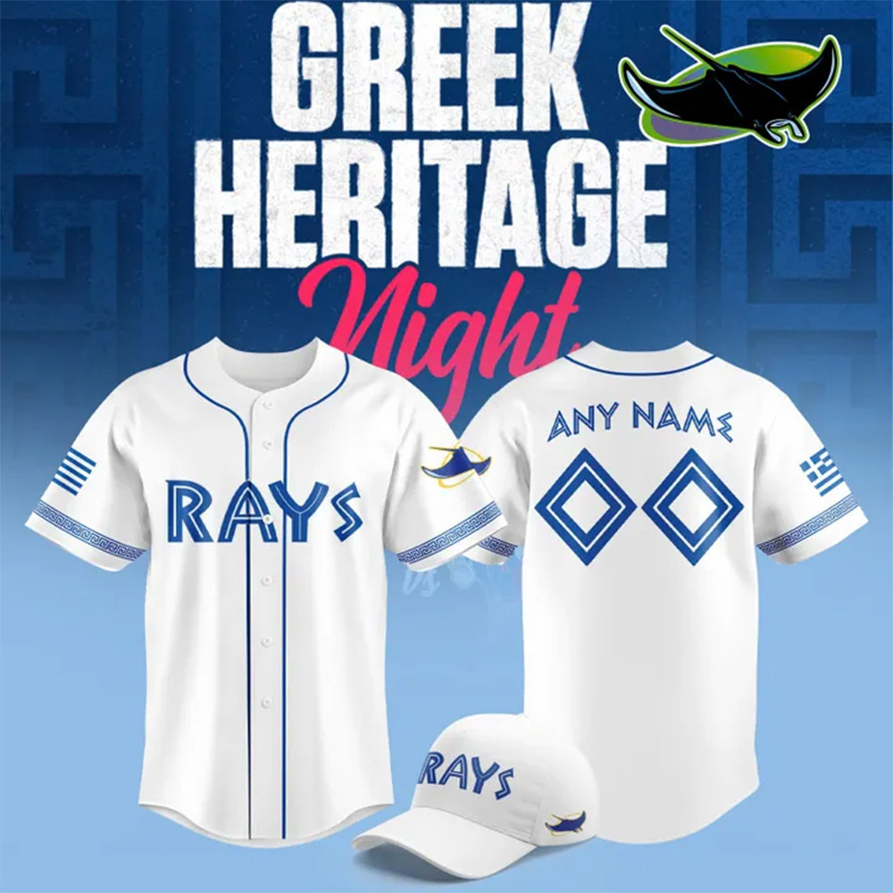 Custom 2025 Tampa Bay Rays Greek Heritage Night Jersey Best Gifts For Baseball Fans