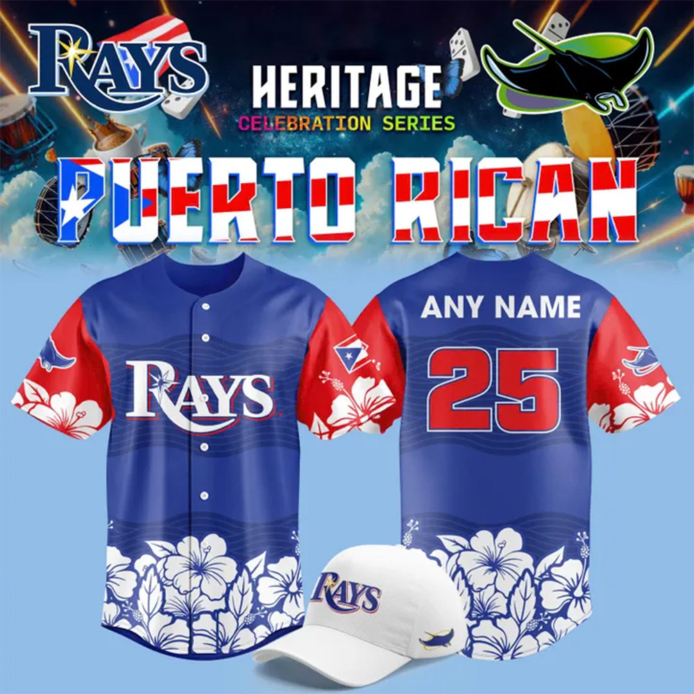 Custom 2025 Tampa Bay Rays Puerto Rican Heritage Night Jersey Gift Ideas For Baseball Fans