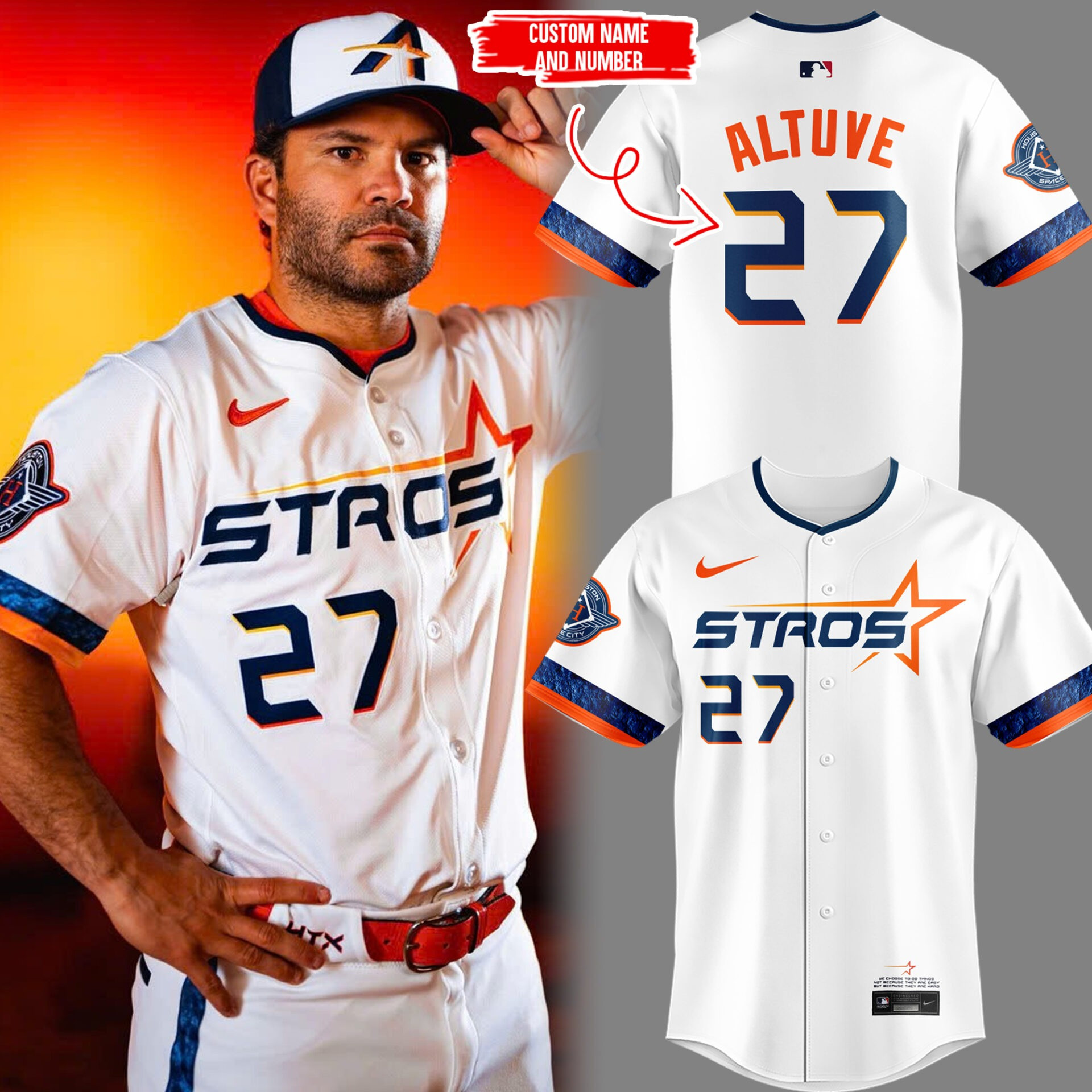 Custom Altuve 27 Houston Astros New City Connect Jersey 2025 MLB Astros Fan Merch