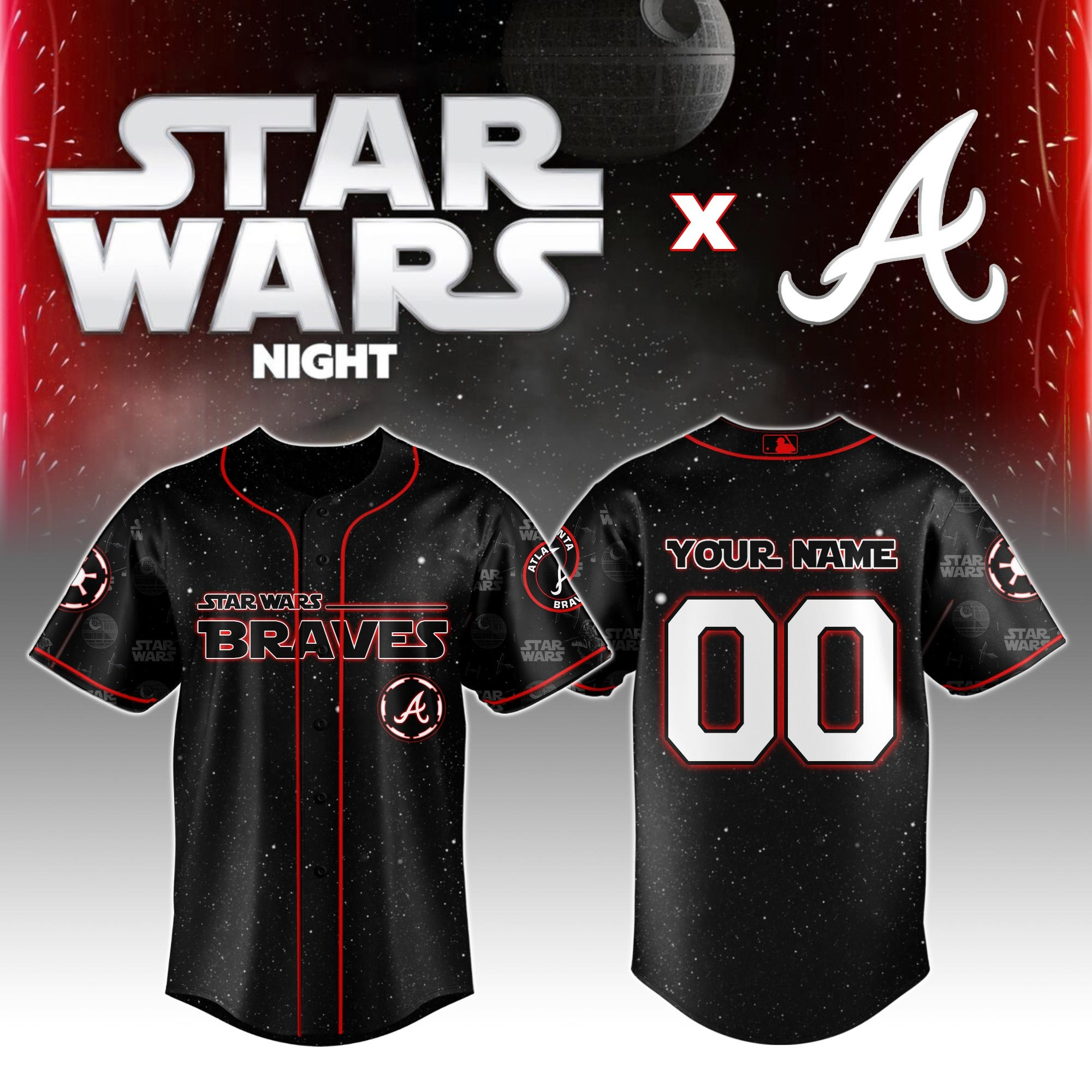 Custom Atlanta Braves MLB x Star Wars Night Jersey 2025 Best Gifts For Baseball Lovers