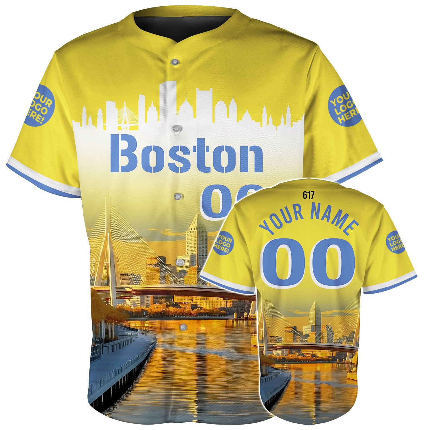 Custom Boston Zakim Bridge Skyline Baseball Jerseys Gifts For Dudes