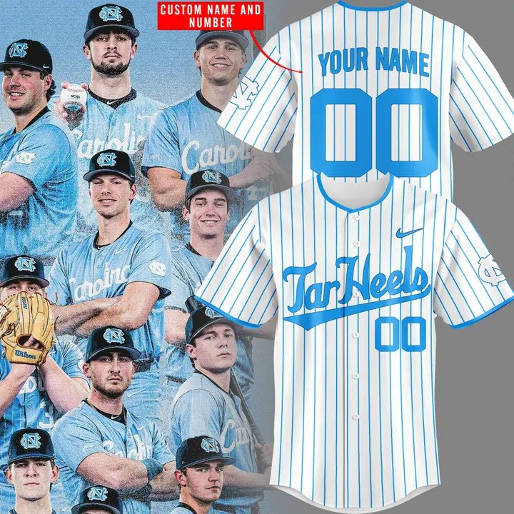 Custom Carolina Tar Heels Baseball Jersey 2025 Merch Clothing Best Gifts For Baseball Fans