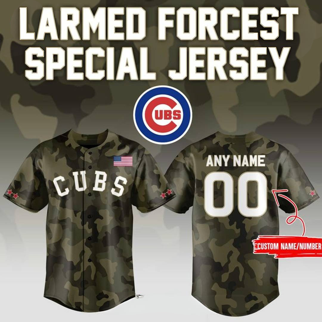 Custom Chicago Cubs Armed Forces 2025 Special Camo Baseball Jersey Presents For Baseball Fans