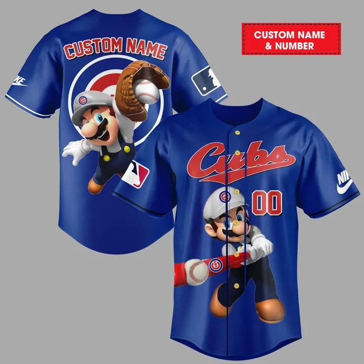 Custom Chicago Cubs MLB Mario Jersey Merch Clothing Best Gifts For Baseball Fans