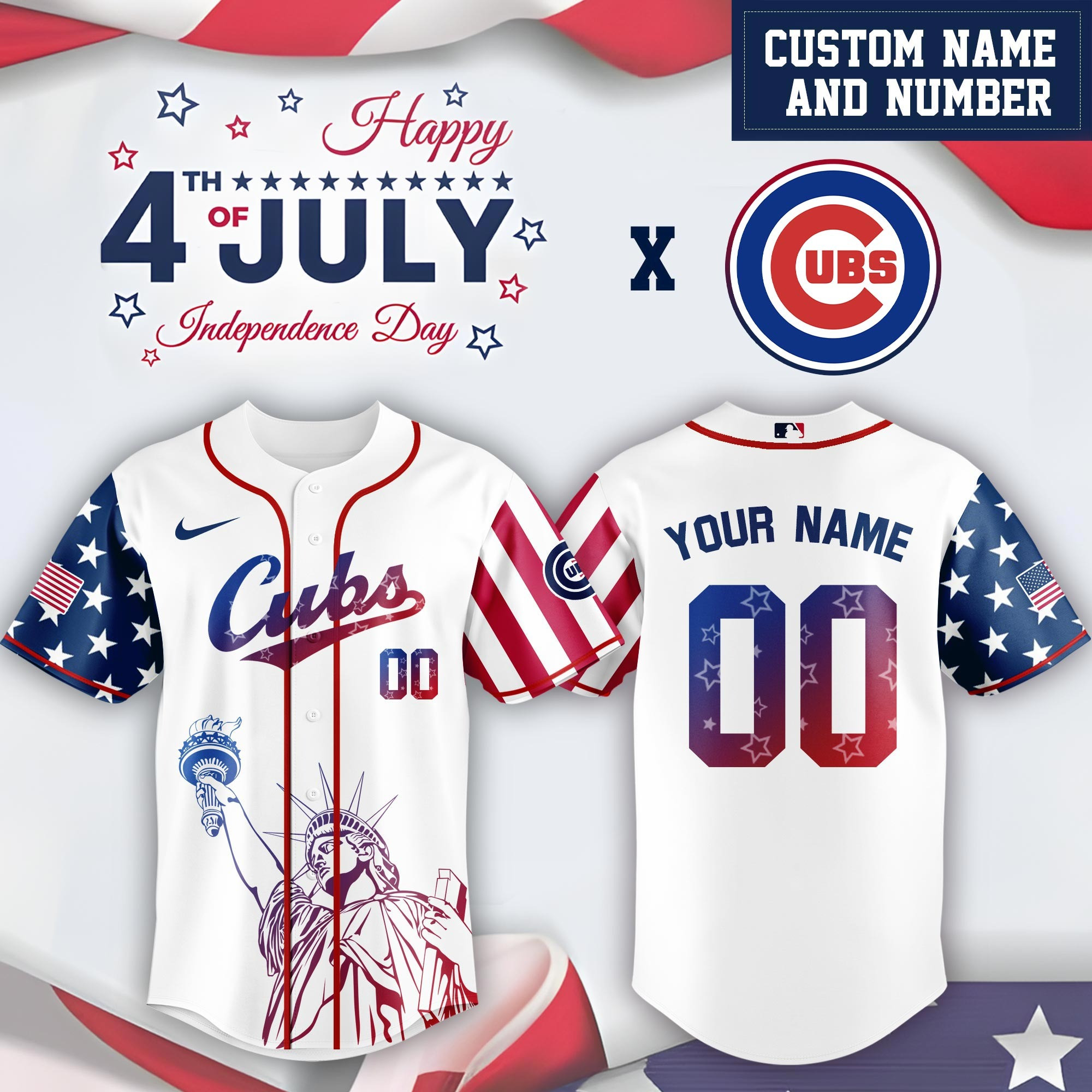 Custom Chicago Cubs Special Independence Day  Edition Jersey Best 4th Of July Merch