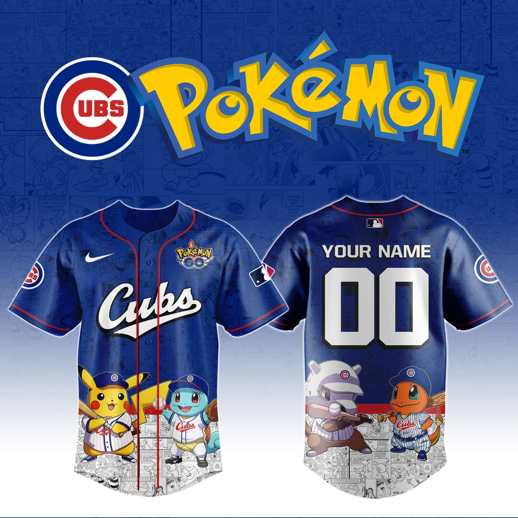 Custom Chicago Cubs X PokÃ©mon Go Jersey MLB Baseball Merch Gifts For Him Her