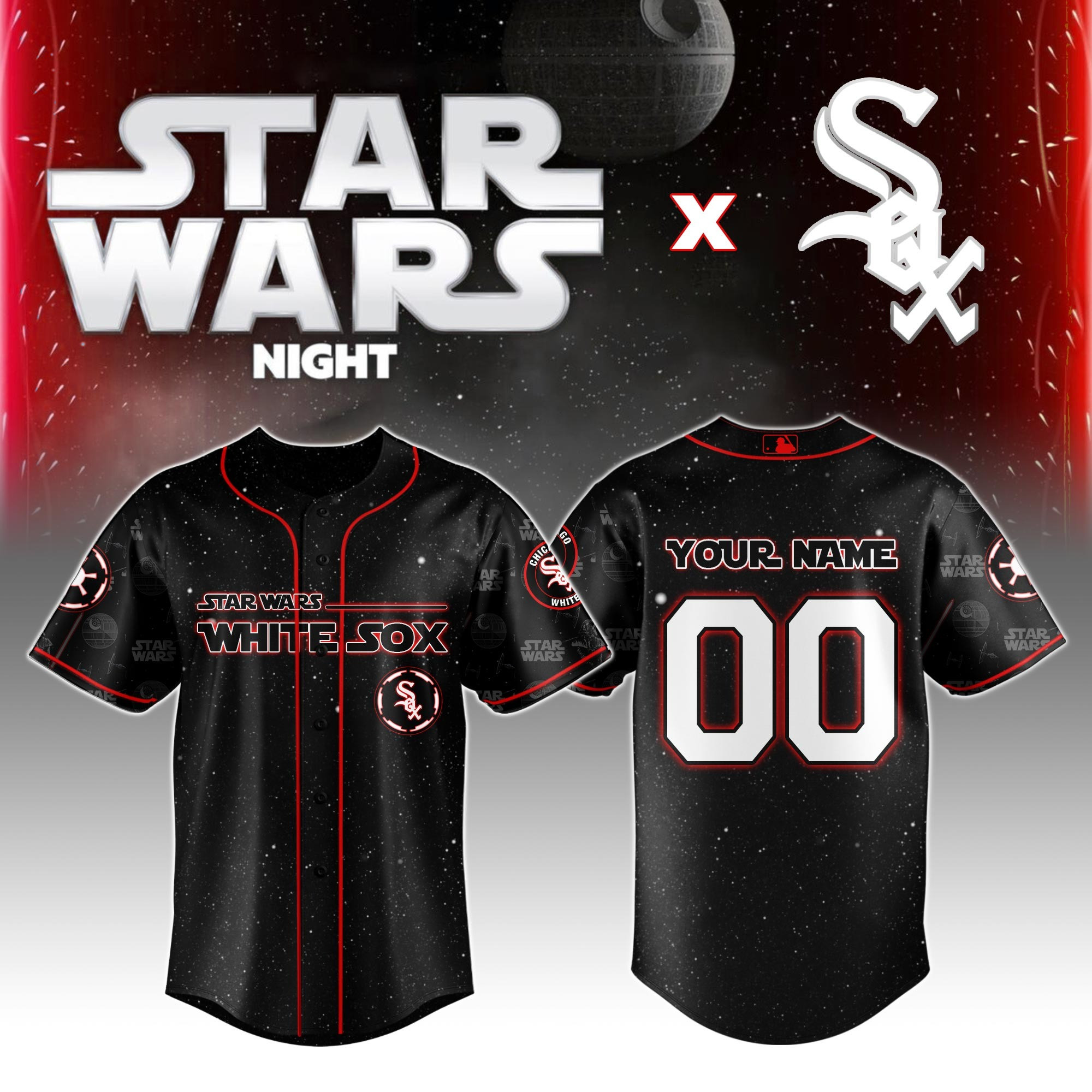 Custom Chicago White Sox MLB x Star Wars Night Jersey Baseball Player Gift Ideas