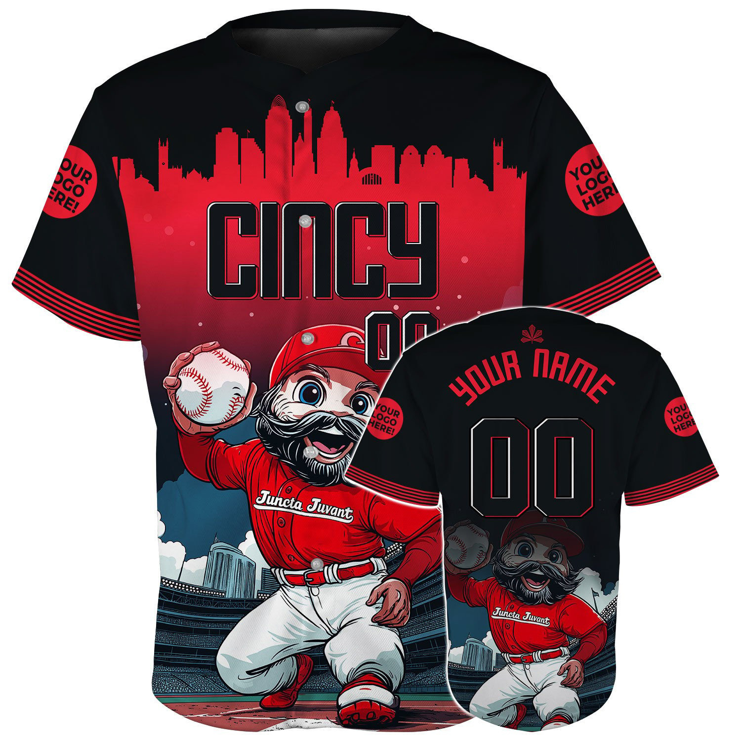 Custom Cincinnati Baseball Mascot Player Baseball Jerseys Gifts For Son