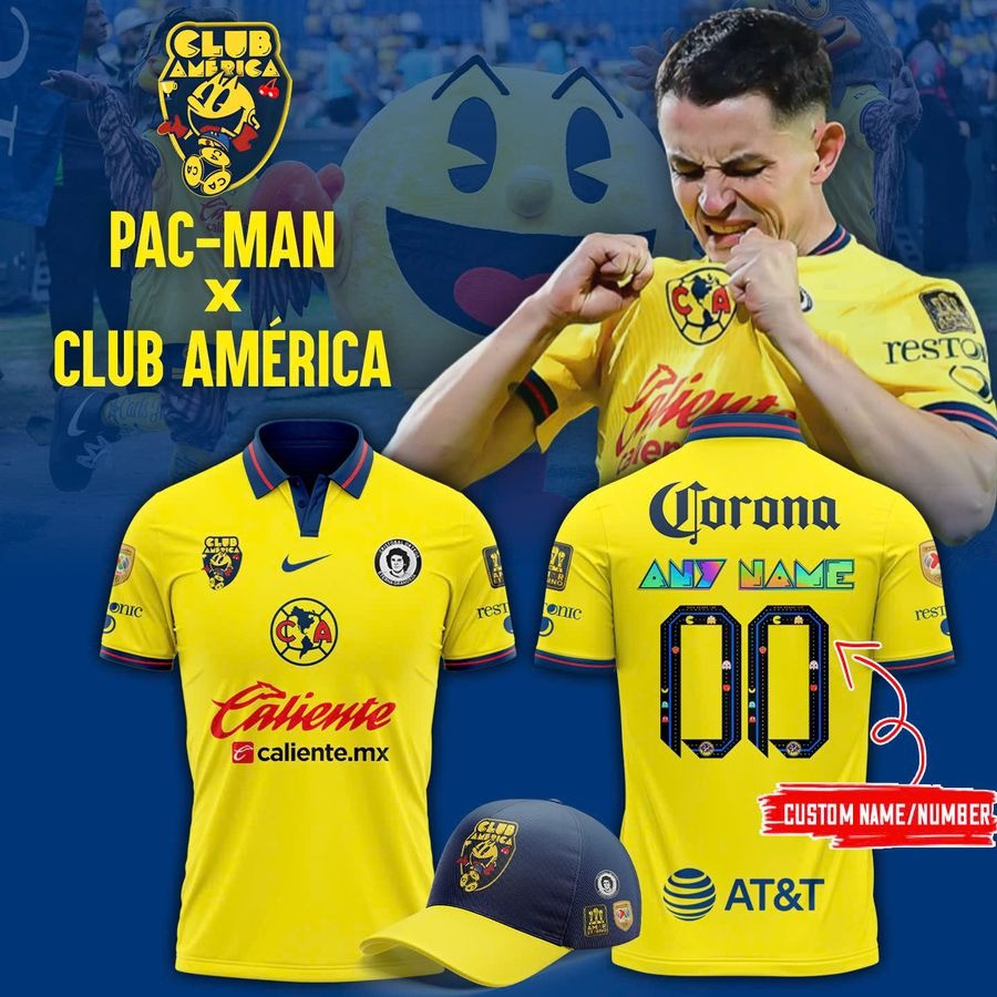 Custom Club America Pac Man 2025 Polo Unique Gifts For Football Lovers