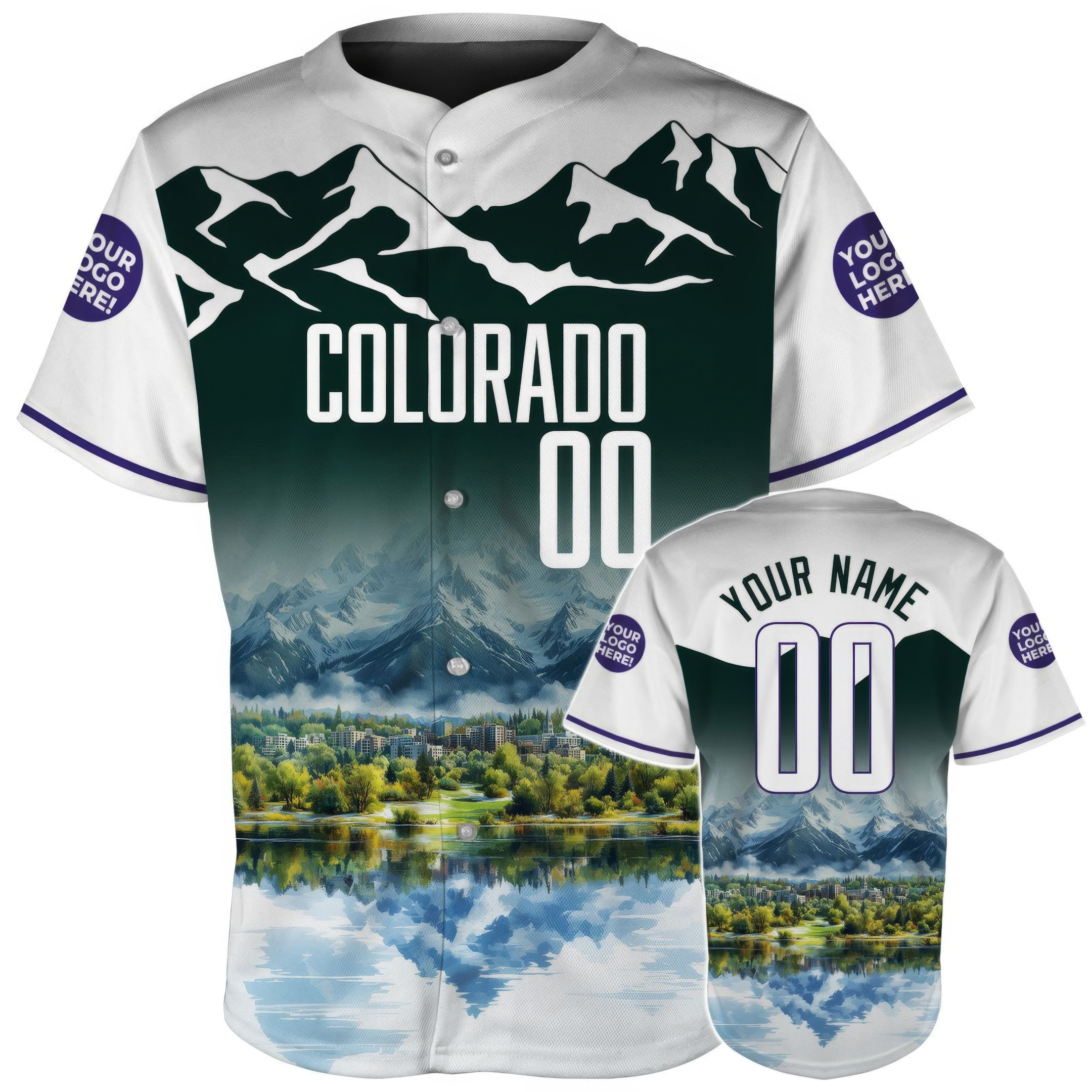 Custom Colorado Mountain Reflections Skyline Baseball Jerseys Best Gifts For Baseball Lovers