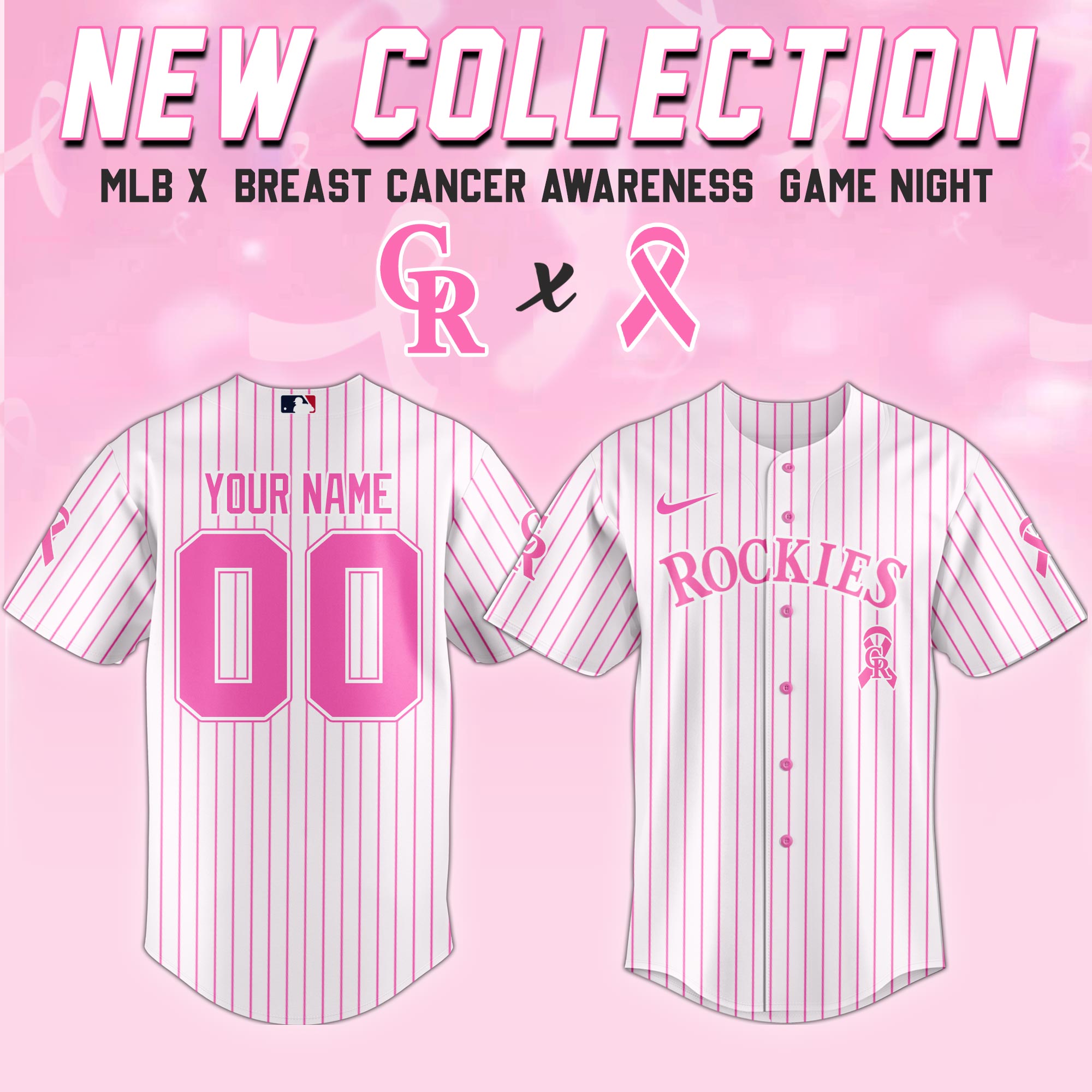 Custom Colorado Rockies x Breast Cancer Awareness Game Night Jersey Unique Baseball Gifts