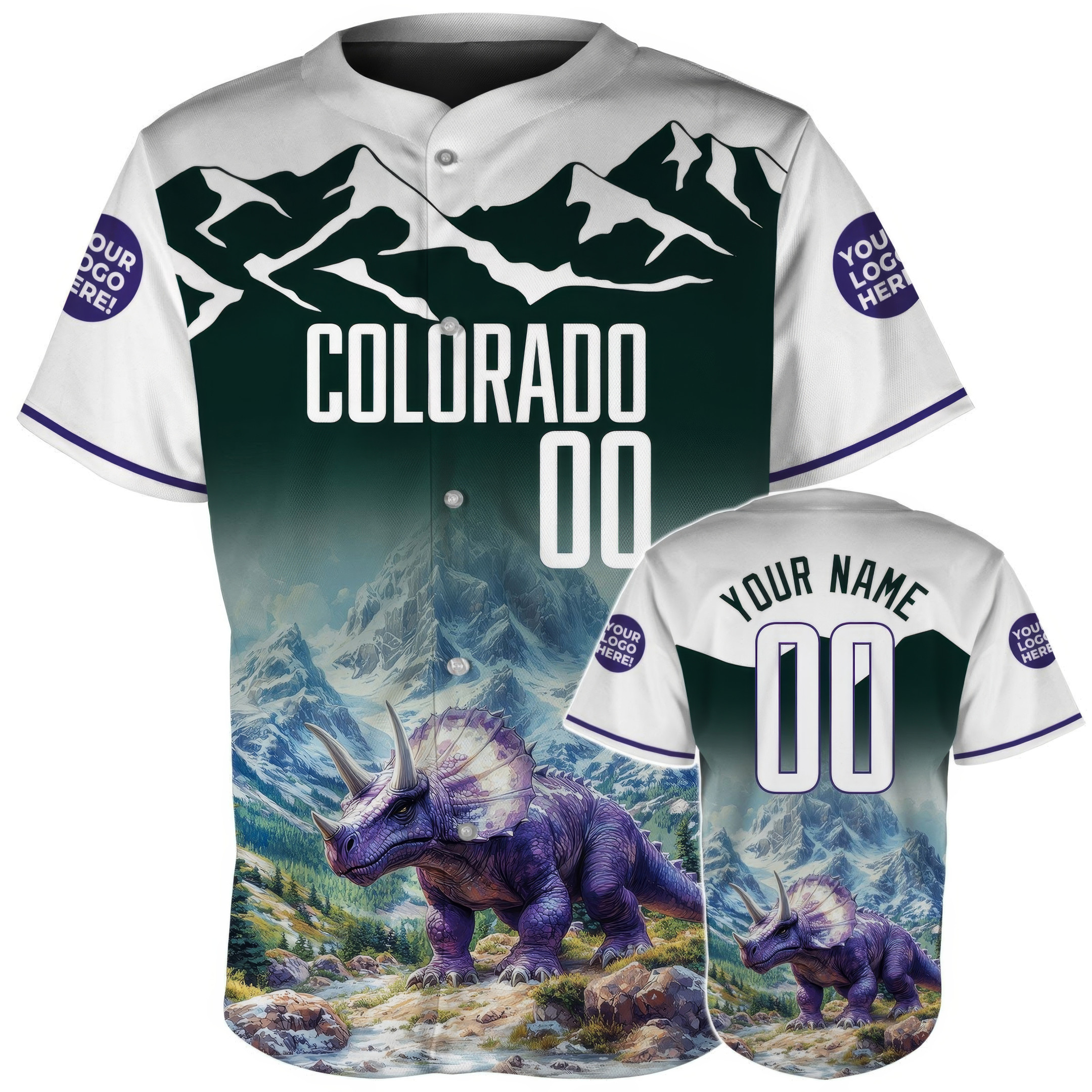 Custom Colorado Triceratops In The Rocky Mountains Baseball Jerseys Gifts For Baseball Fans