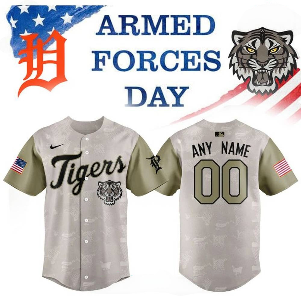 Custom Detroit Tigers 2025 Armed Forces Day Camo Baseball Jersey Gifts For Baseball Lovers