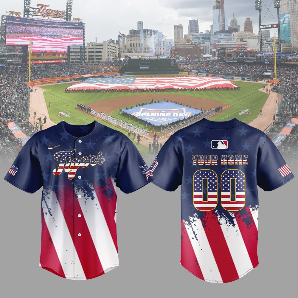 Custom Detroit Tigers Baseball Jersey American Flag Unique Gifts For Detroit Tigers Fans