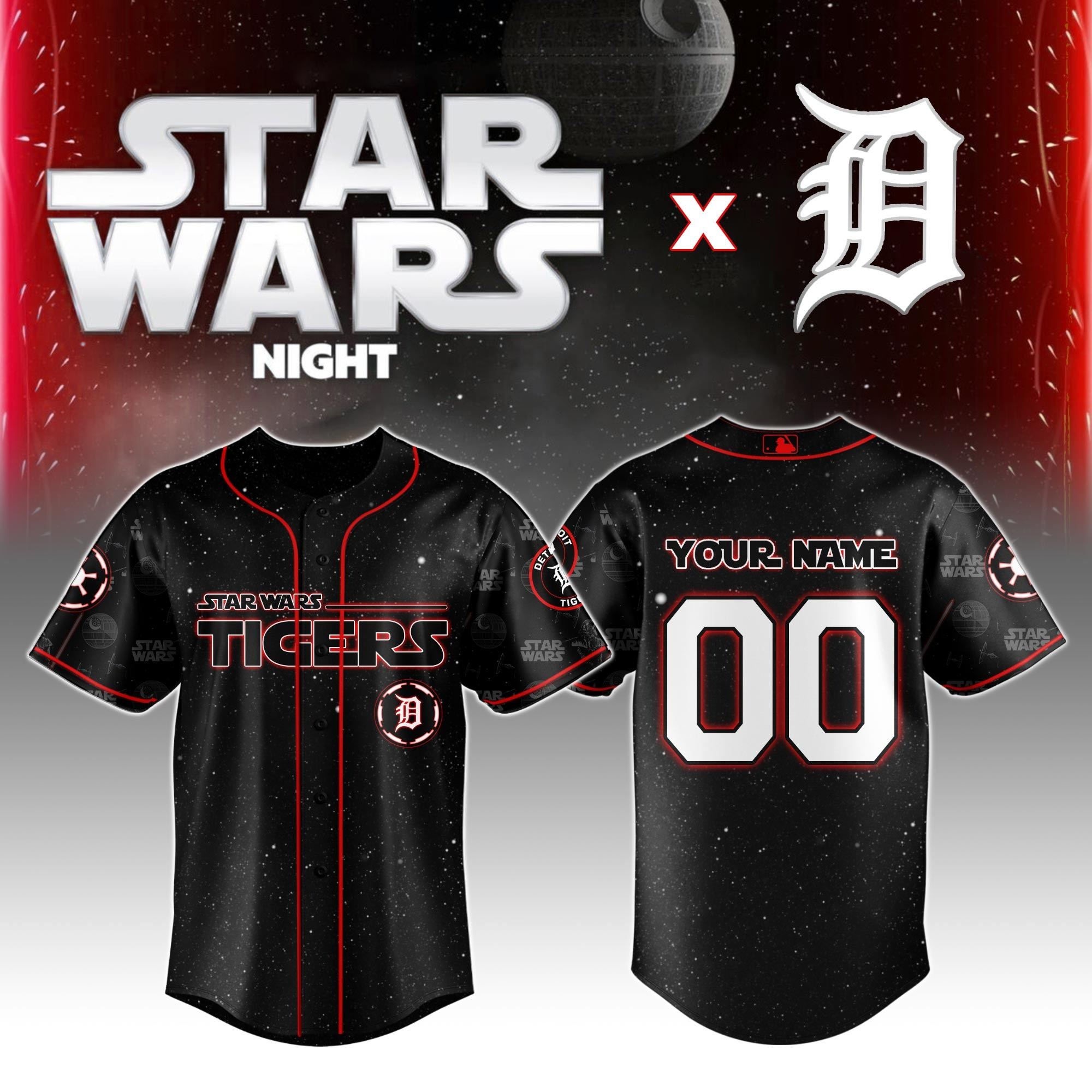 Custom Detroit Tigers MLB x Star Wars Night Special Edition Jersey Presents For Baseball Lovers