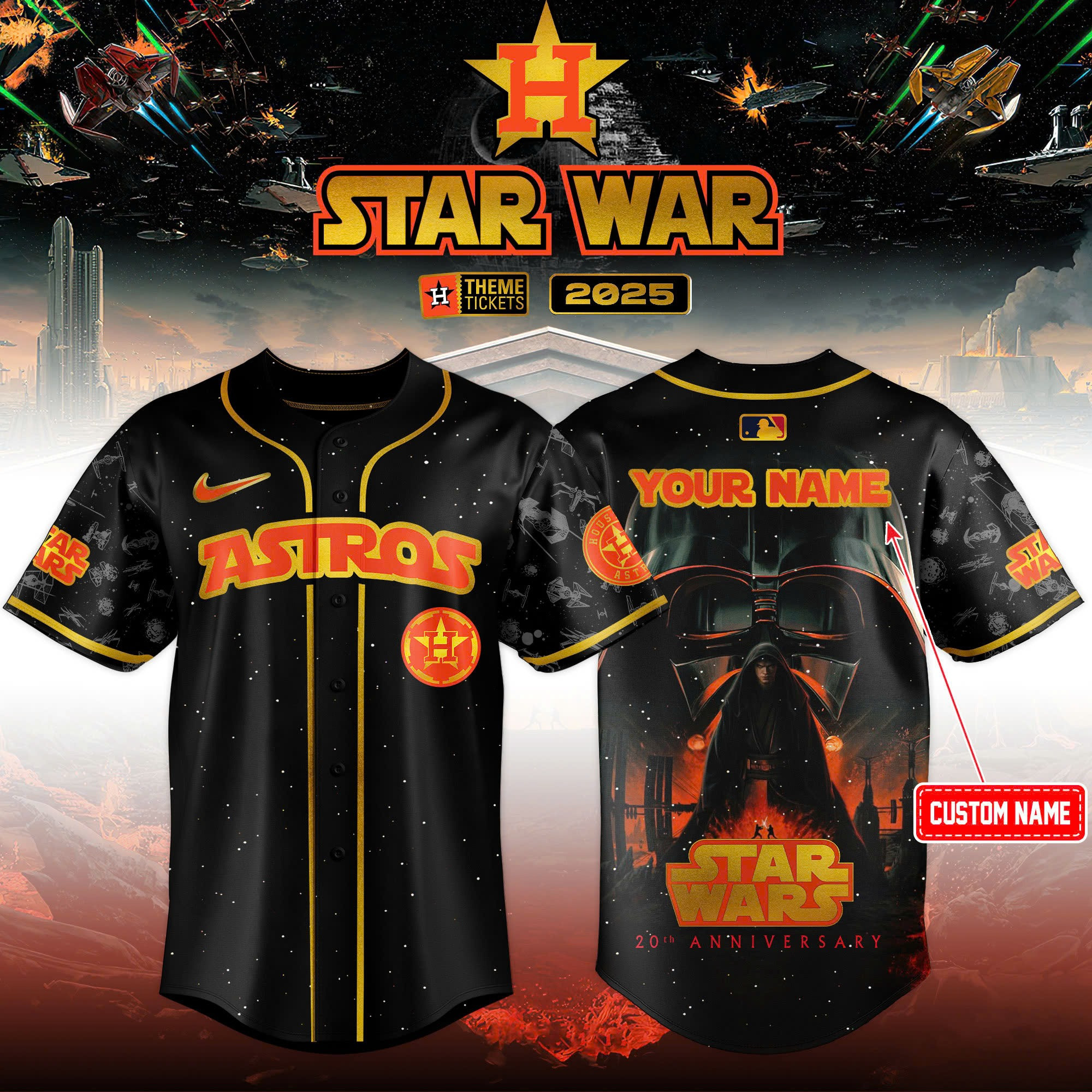 Custom Houston Astros x Star Wars Jersey 2025 MLB Merch Unique Best Gifts For Astros Fans