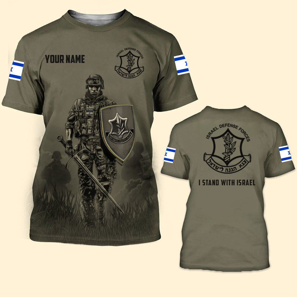 Custom I Stand With Israel T-Shirt Israeli Army Shirt Israel Defense Forces Clothing IDF Merch