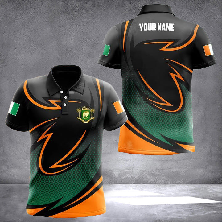 Custom Ivory Coast Coat Of Arms Neon Style Polo Shirt Ivorian Clothing Gifts For Ivorian