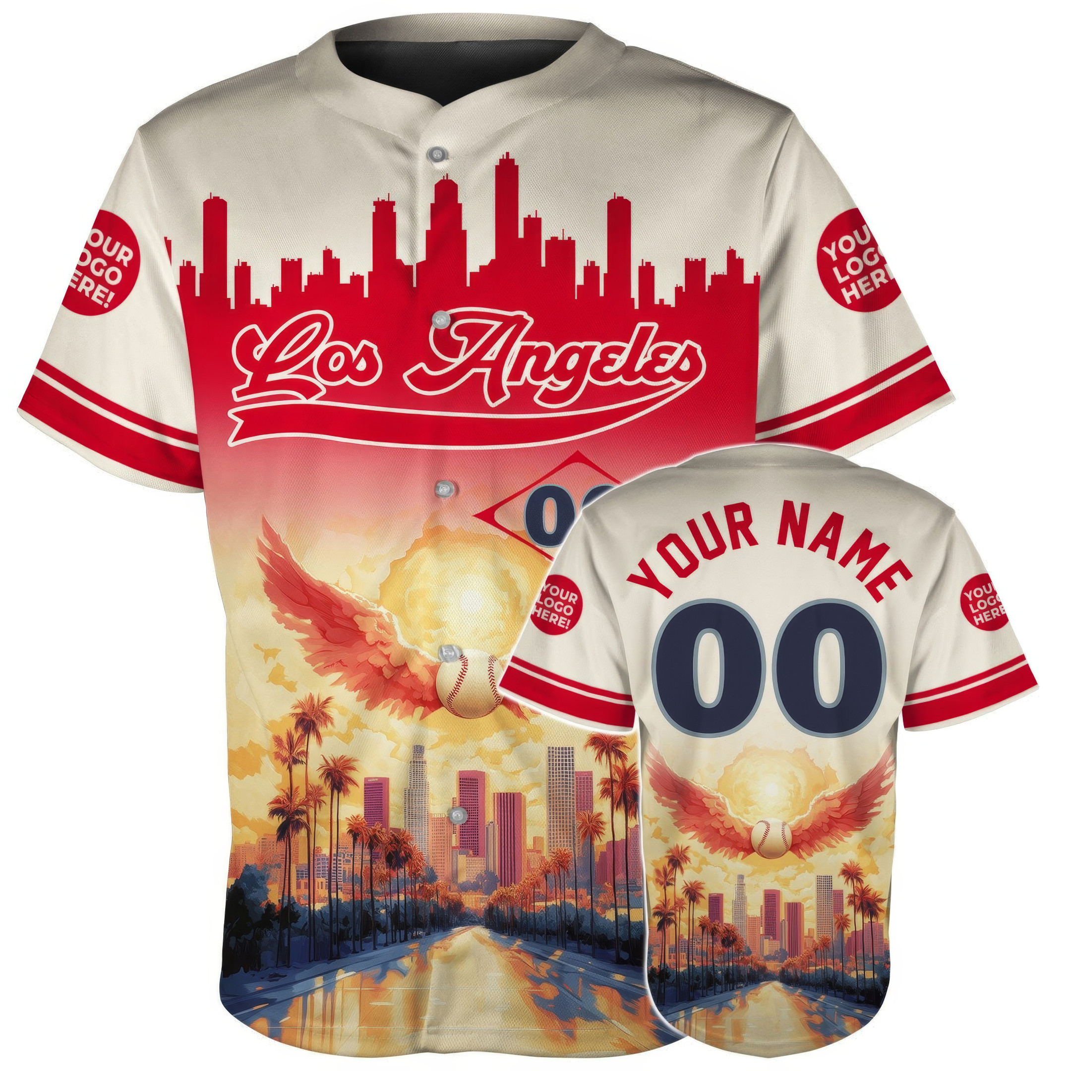 Custom Los Angeles Downtown Angelic Baseball Sunse Baseball Jersey Fans Gifts