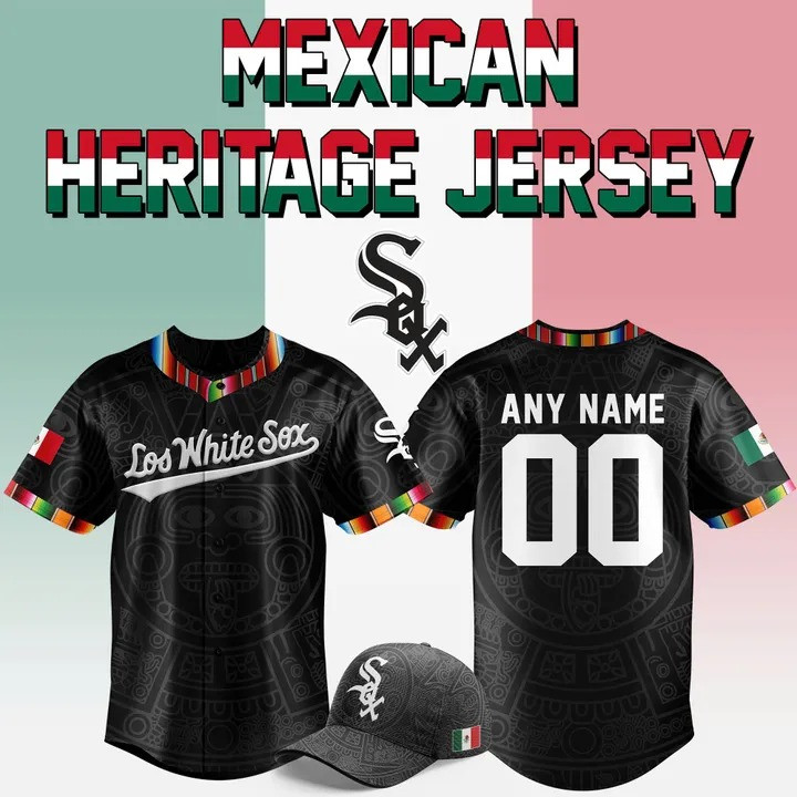 Custom Los Chicago White Sox Mexican Heritage Jersey And Hat White Sox Fan Gear Merch