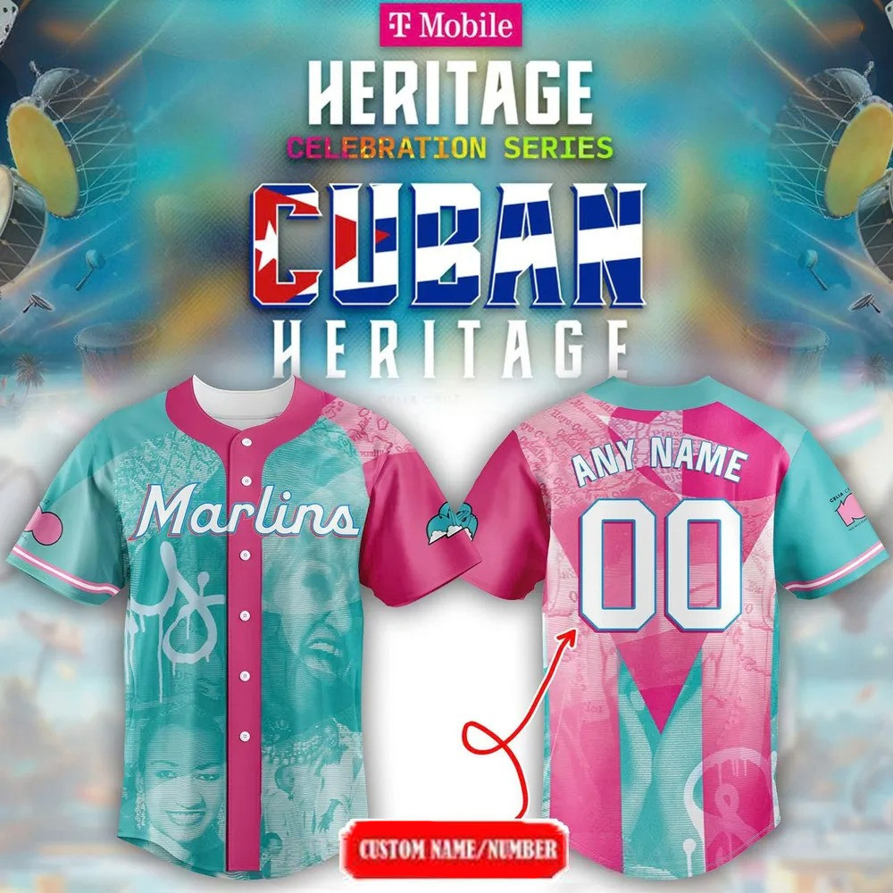 Custom Miami Marlins x 2025 Cuban Heritage Celebration Baseball Jersey Baseball Team Gift Ideas