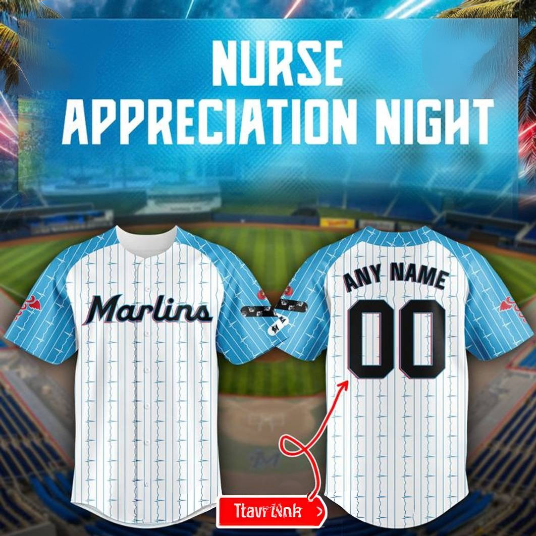 Custom Miami Marlins x 2025 Nurse Appreciation Night Baseball Jersey Cool Baseball Gifts