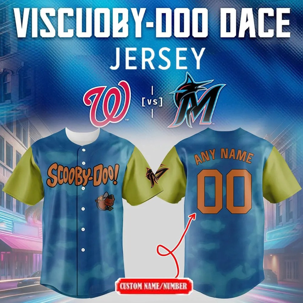 Custom Miami Marlins x 2025 Scooby-Doo Day Baseball Jersey Unique Gifts For Baseball Fans