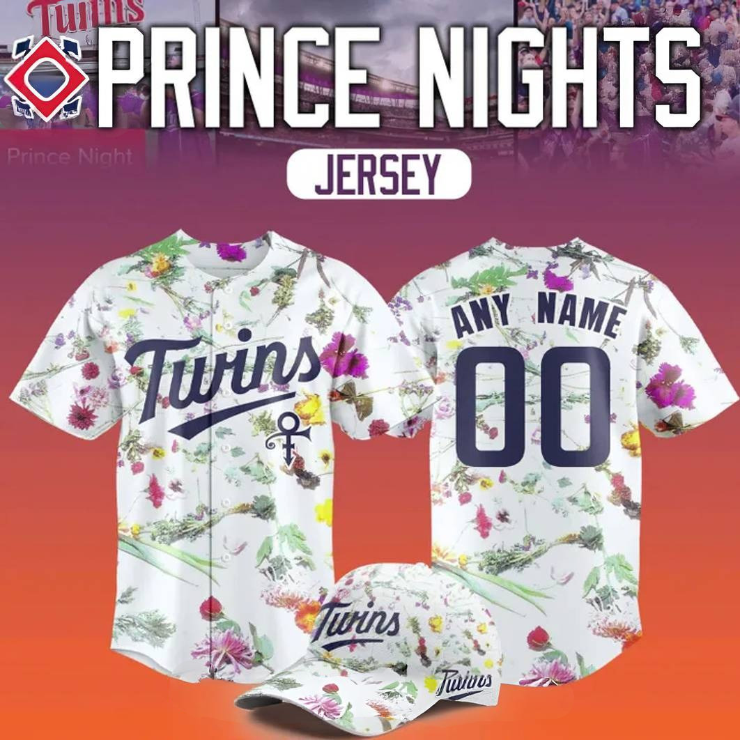 Custom Minnesota Twins Prince Night Flower 2025 Baseball Jersey Unique Gifts For Baseball Fans