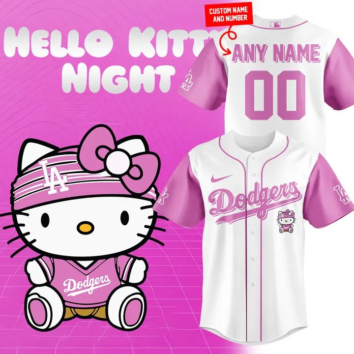 Custom New Los Angeles Dodgers X Hello Kitty Jersey 2025 Baseball Gifts For Dodgers Fans