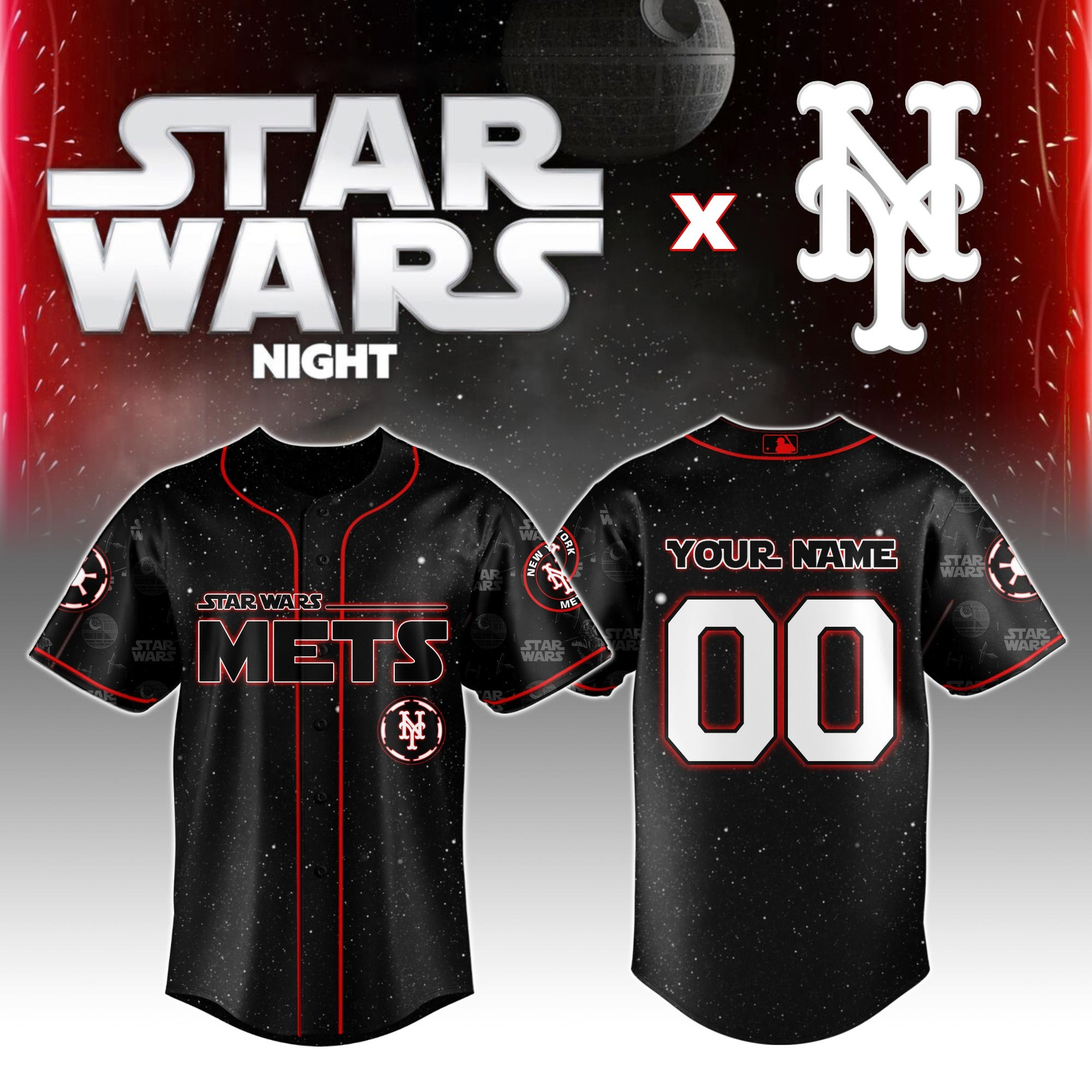 Custom New York Mets MLB x Star Wars Night Jersey 2025 Best Gifts For Baseball Lovers