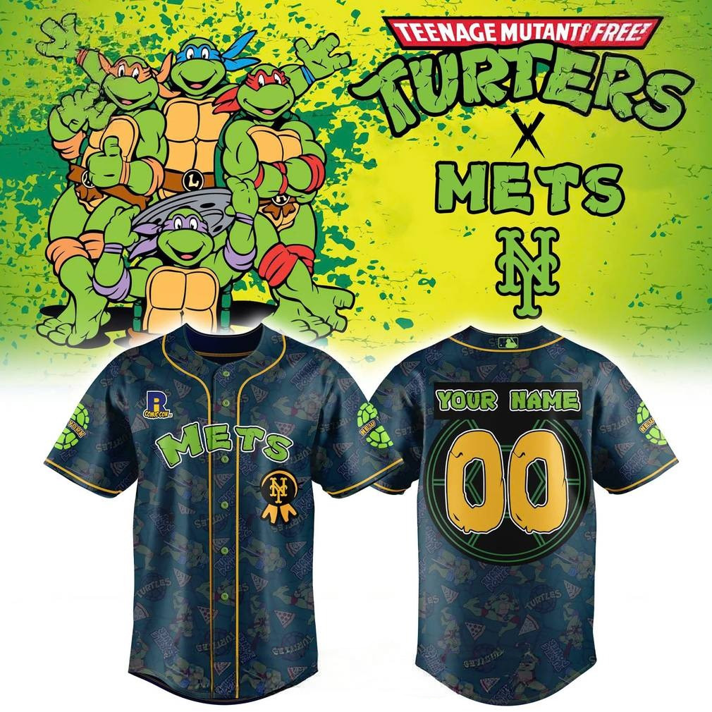 Custom New York Mets Turtle Powered RI Comic Special Baseball Jersey Baseball Player Gift Ideas