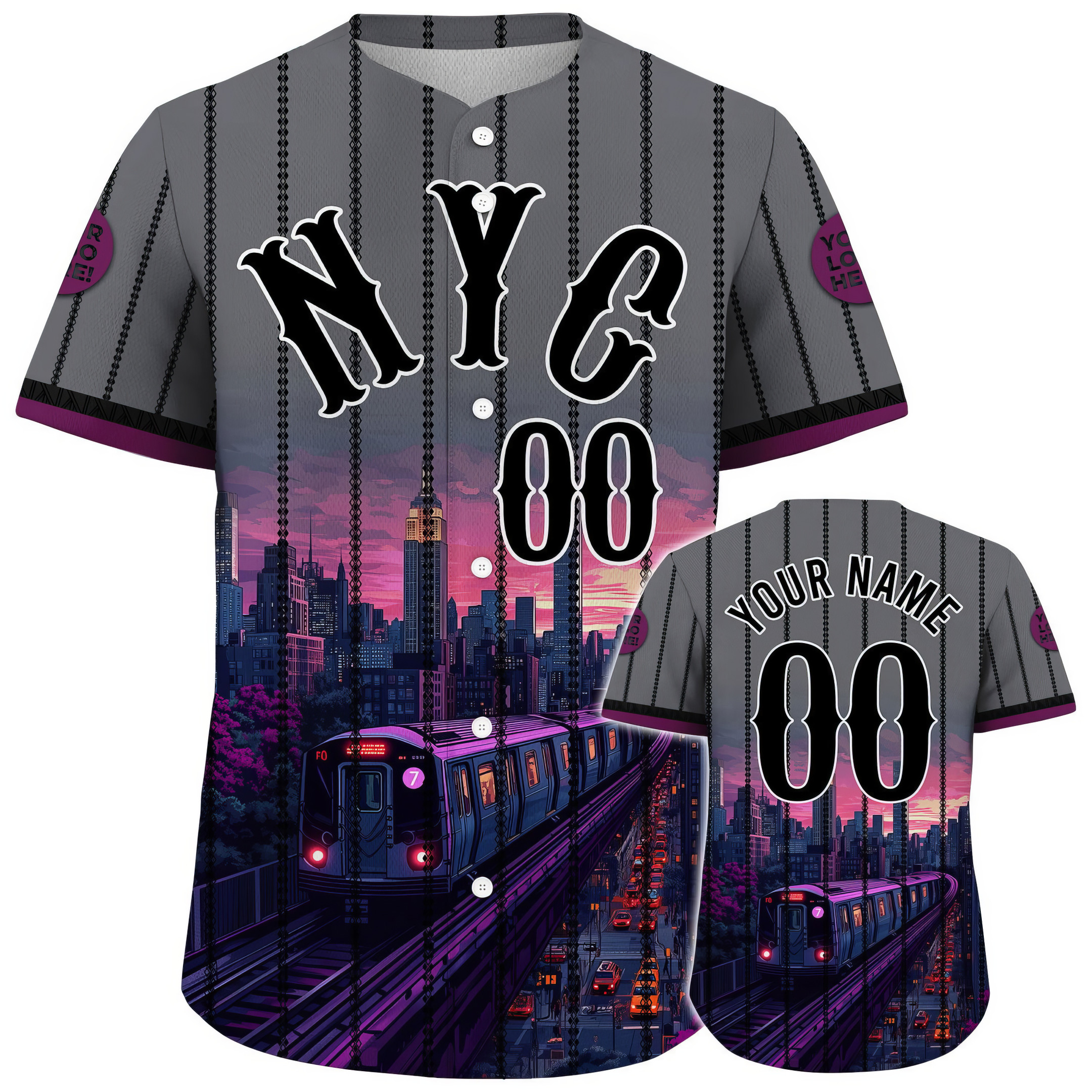 Custom New York Rain Over Queens City Skyline at Sunset Baseball Jersey Gift For Husband