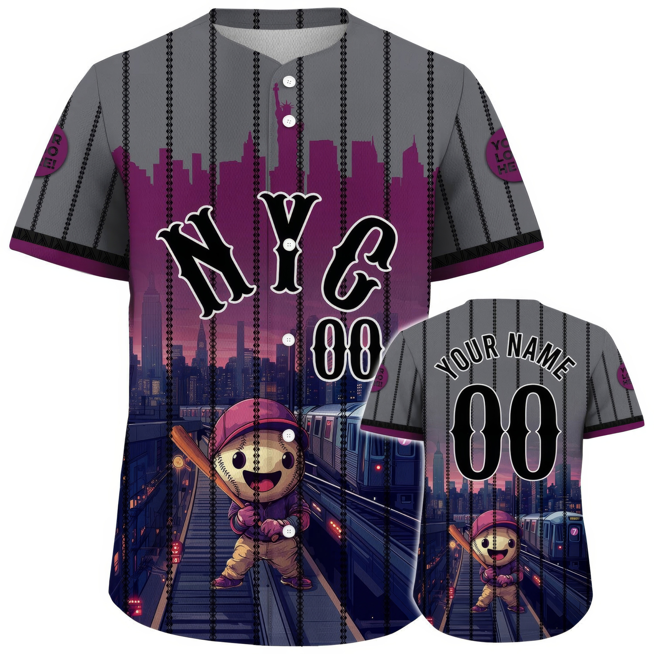 Custom New York Train Over Queens Mascot Baseball Spirit Baseball Jersey Gift For Husband