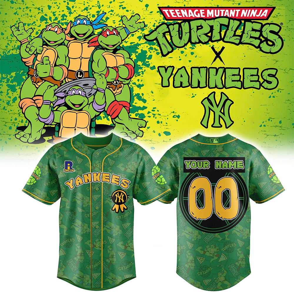 Custom New York Yankees Turtle Powered RI Comic Jersey Cool Gifts For Baseball Lovers