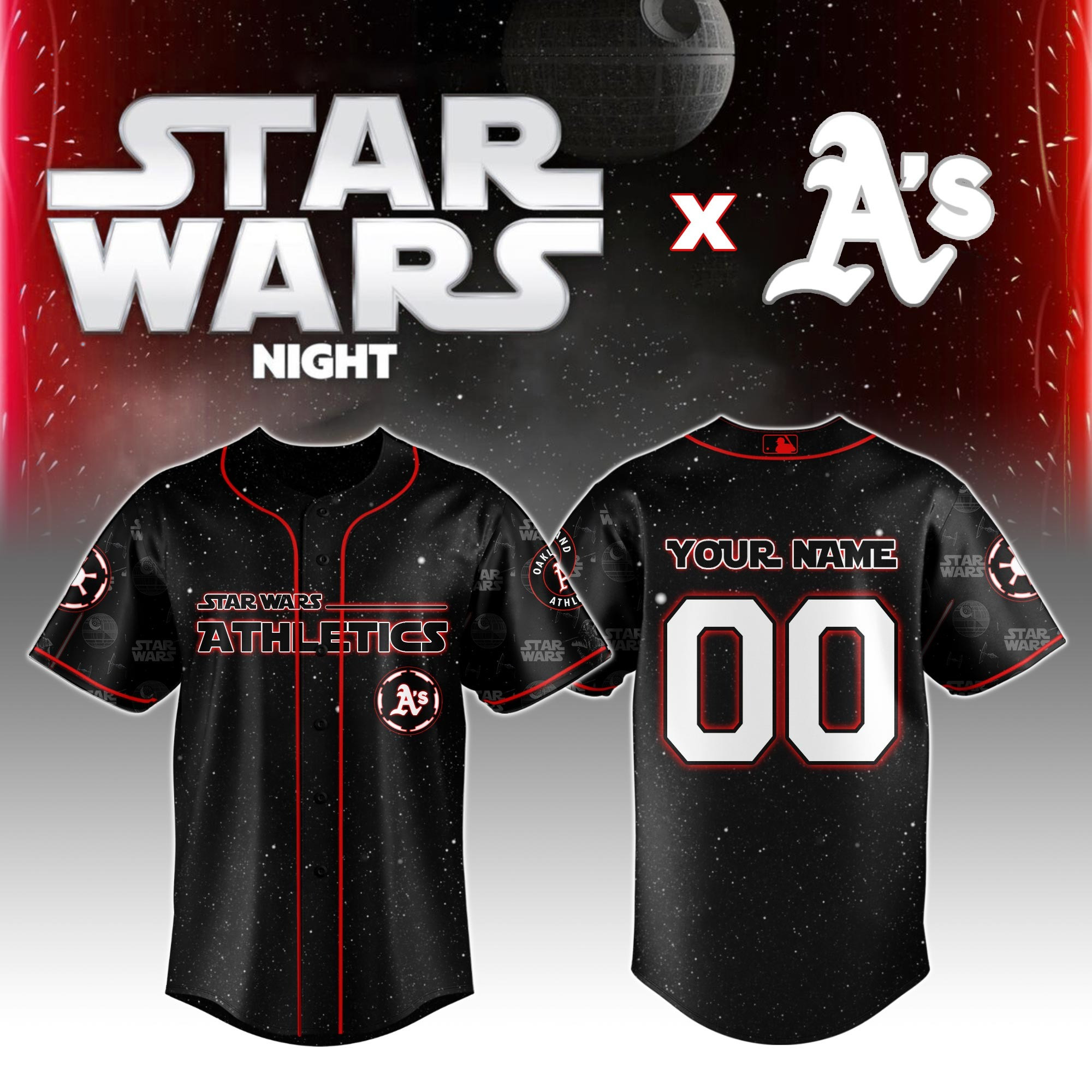 Custom Oakland Athletics MLB x Star Wars Night Jersey 2025 Best Gifts For Baseball Fans