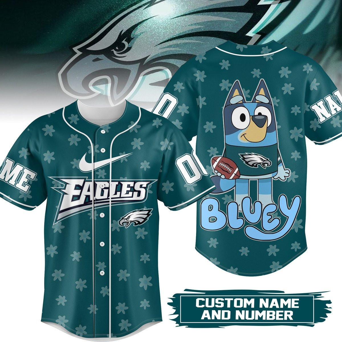 Custom Philadelphia Eagles Bluey Jersey Merch Cute Best Gifts For Eagles Fans