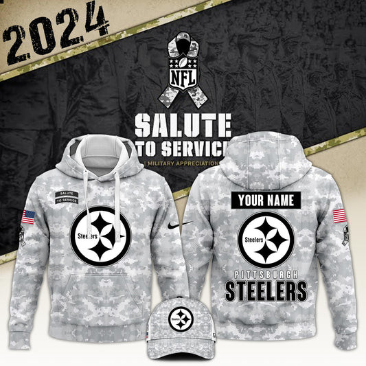 Custom Pittsburgh Steelers Arctic Camo 2024 Salute to Service Club Hoodie Best Football Gifts