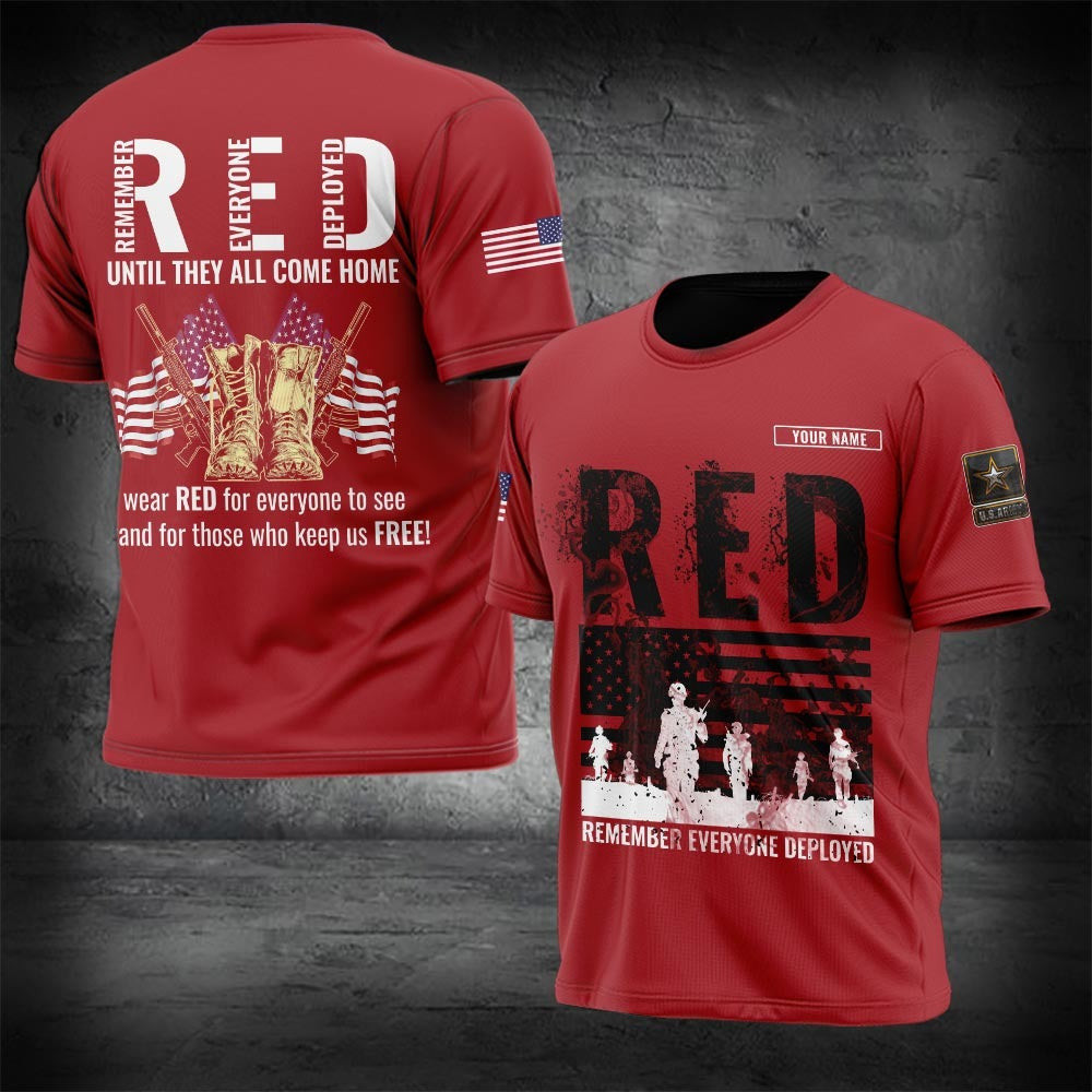 Custom RED Remember Everyone Deployed Shirt RED Friday Support Military T-Shirts