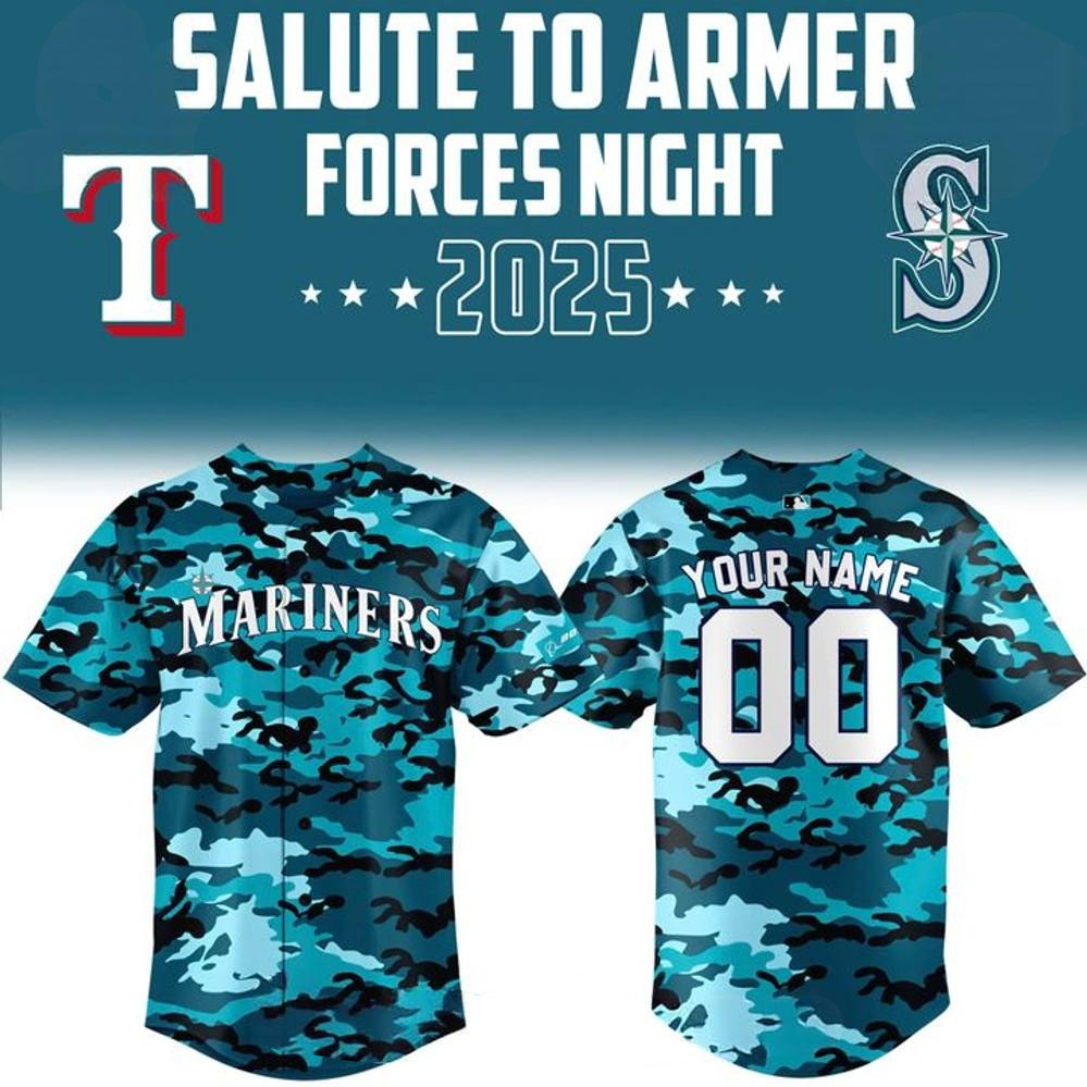 Custom Seattle Mariners 2025 Salute to Armed Forces Night Special Baseball Jersey