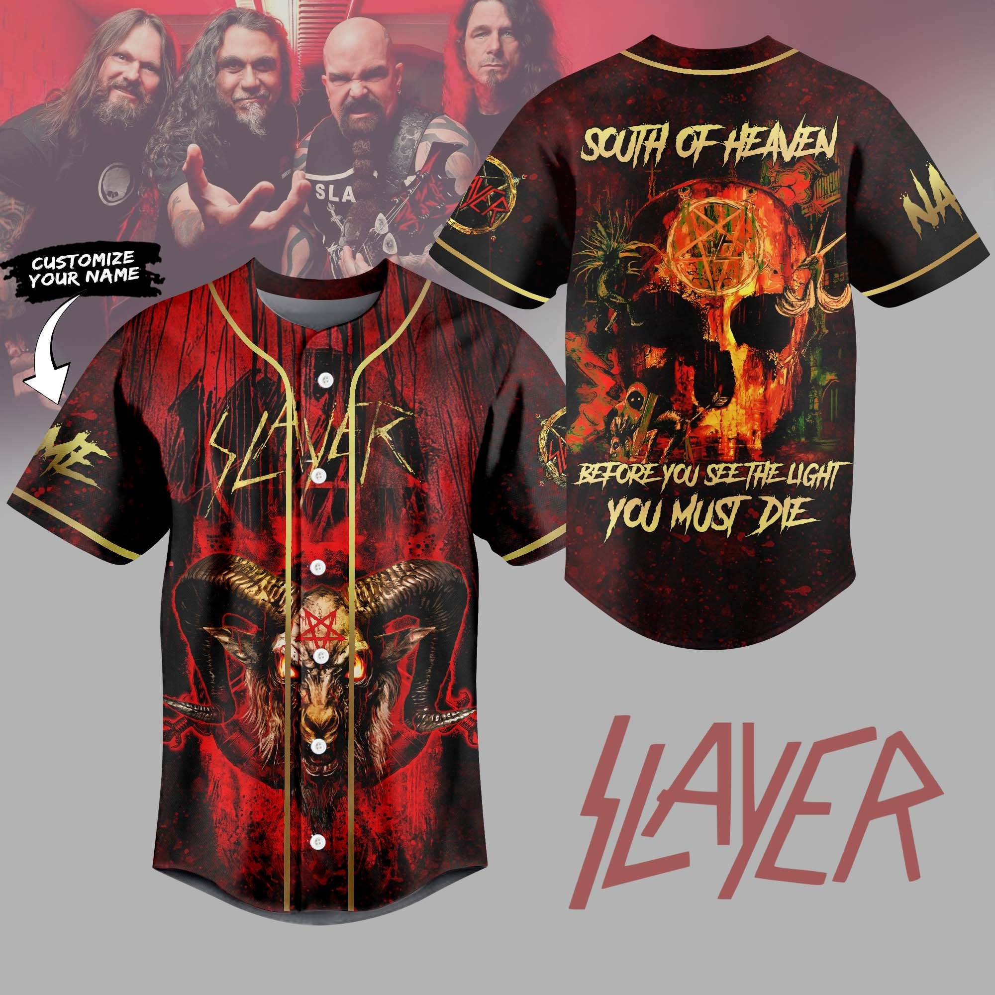 Custom Slayer South Of Heaven Before You See The Light Jersey Slayer Band Merch Fan Gifts